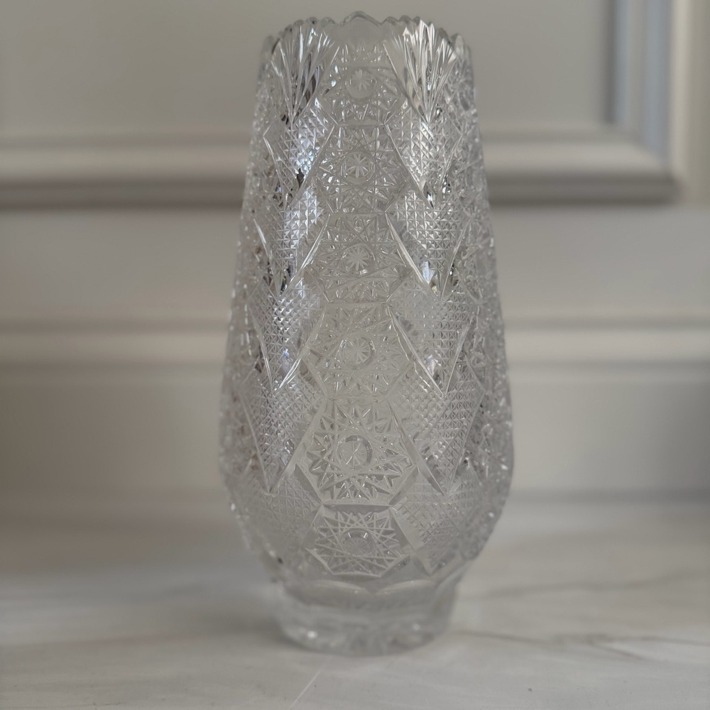 9” Vintage Bohemian Crystal Vase